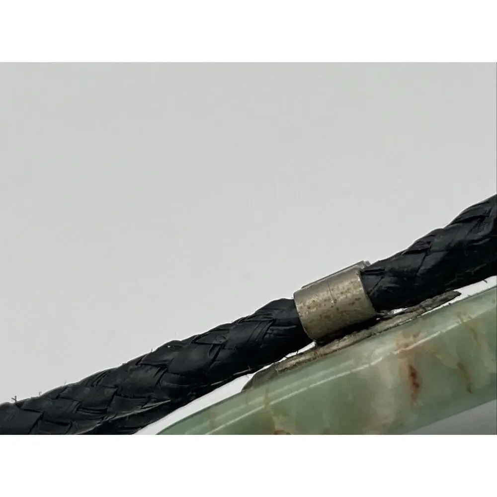 Green Aventurine Gemstone Slider Tie Braided Black Cord and Polished Stone 36